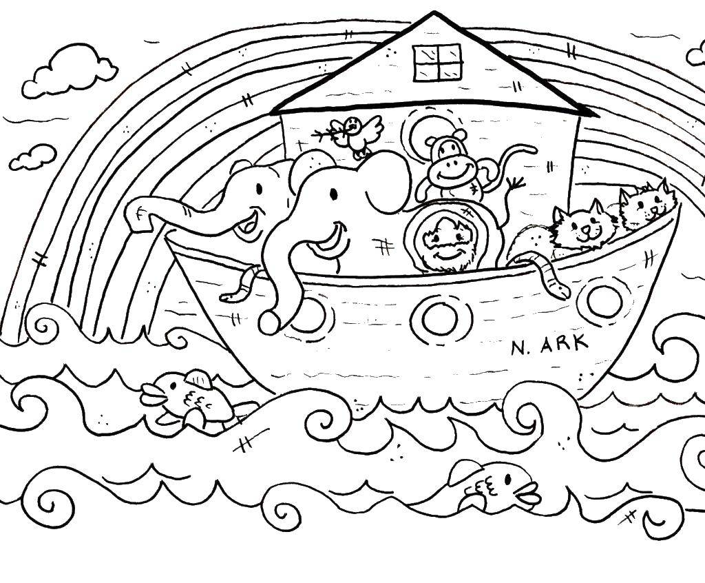 Название: Раскраска Ноев ковчег. Категория: библия. Теги: ноев ковчег, библия.