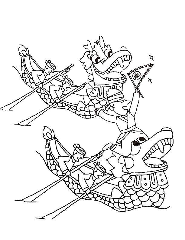 Раскраска Дракон Скачать ,драконы, дракон, лодки,.  Распечатать 