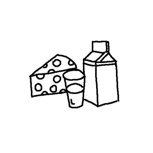 Название: Раскраска Молочные продукты. Категория: Еда. Теги: молочка, сыр.