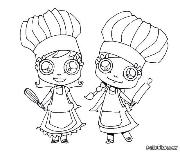 Раскраска Поварята Скачать ,Повар, еда,.  Распечатать 