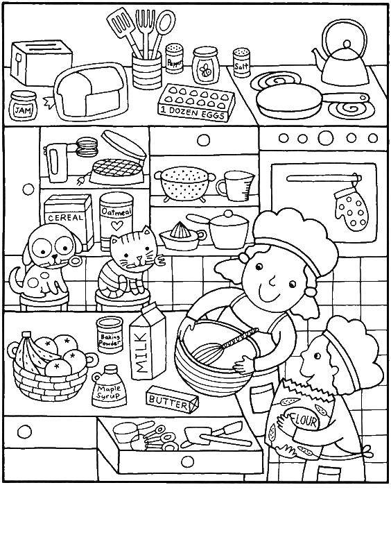 Название: Раскраска Маленькие повара. Категория: Кухня. Теги: кухня, повара, еда.