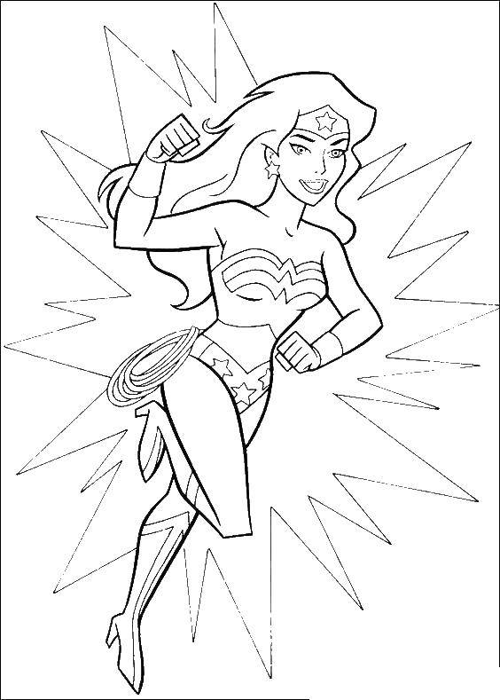 Раскраска Wonder woman Скачать ,супергероиня, Wonder Woman,.  Распечатать 