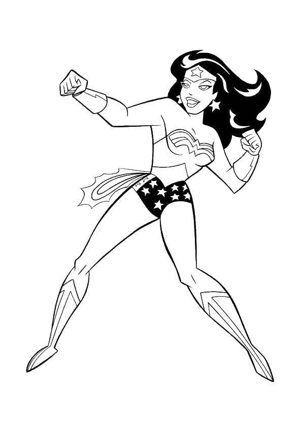 Раскраска Wonder woman Скачать ,супергероиня, Wonder Woman,.  Распечатать 