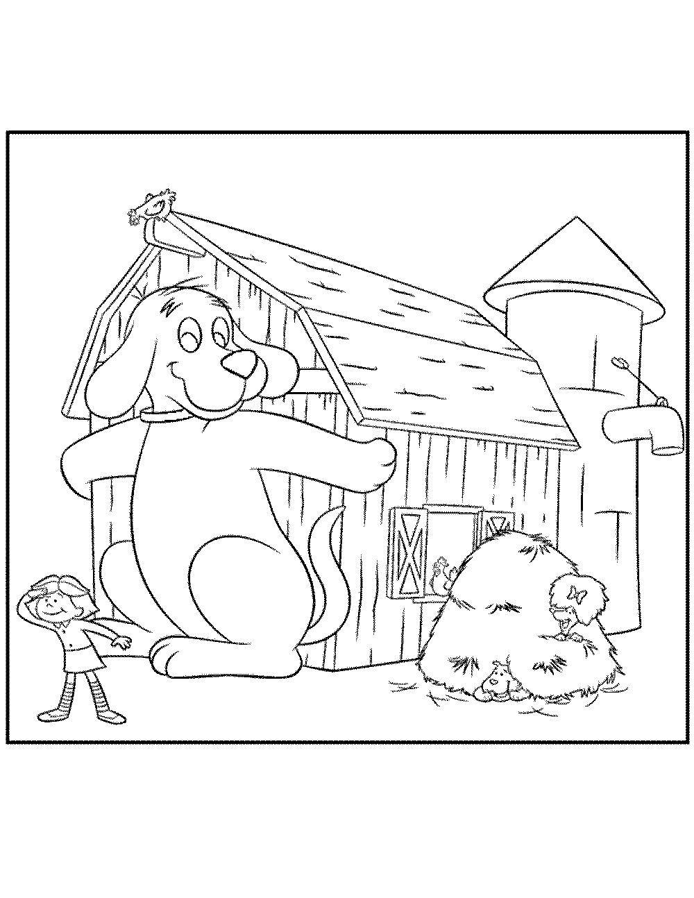 Раскраска Большая собака на ферме Скачать ,собака, ферма,.  Распечатать 