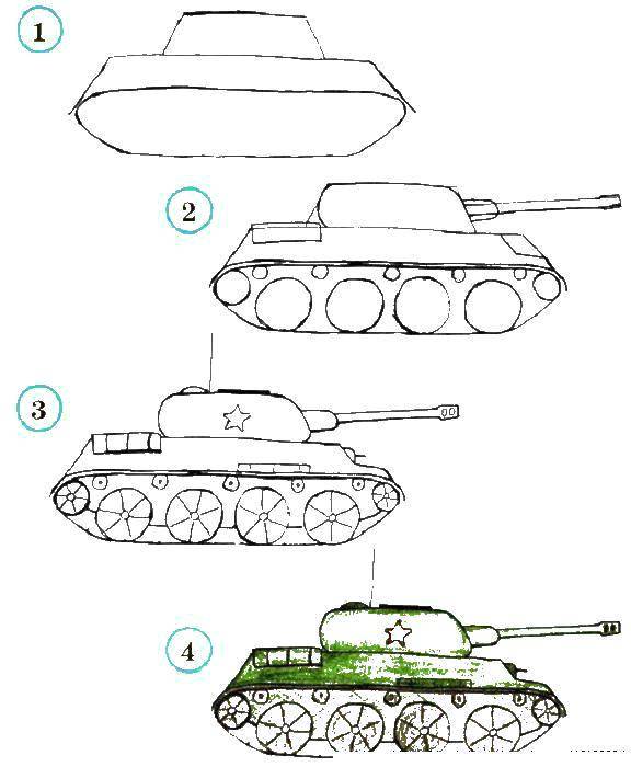 Название: Раскраска Танк. Категория: военное. Теги: танк.