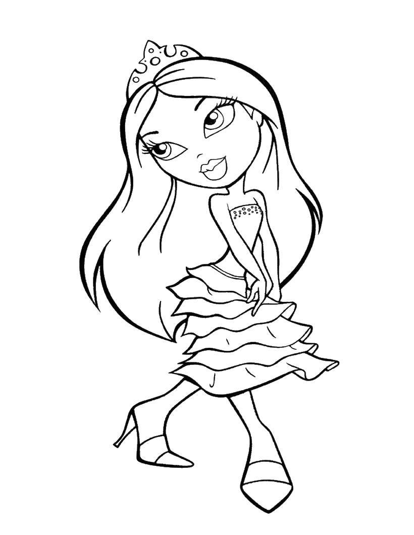Название: Раскраска Кукла из bratz . Категория: братц. Теги: Кукла, Bratz .