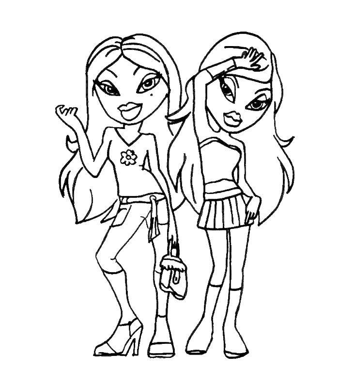 Название: Раскраска Куклы bratz . Категория: братц. Теги: Кукла, Bratz .