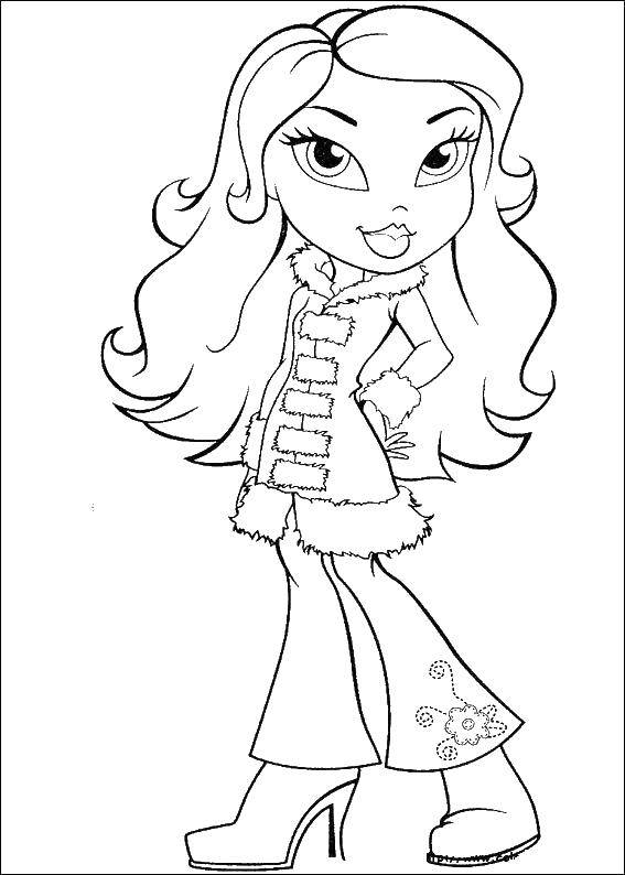 Раскраска Кукла из bratz  Скачать ,Кукла, Bratz ,.  Распечатать 
