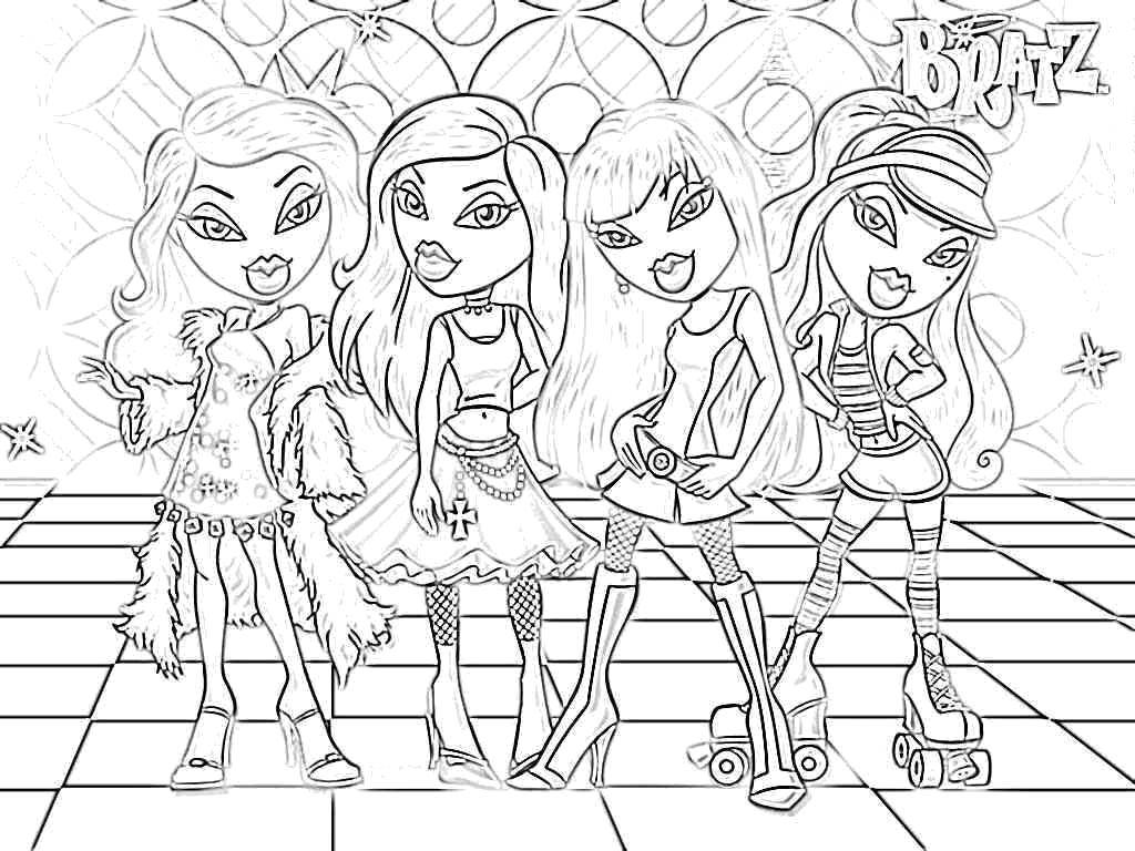 Раскраска Куклы bratz  Скачать ,Кукла, Bratz ,.  Распечатать 