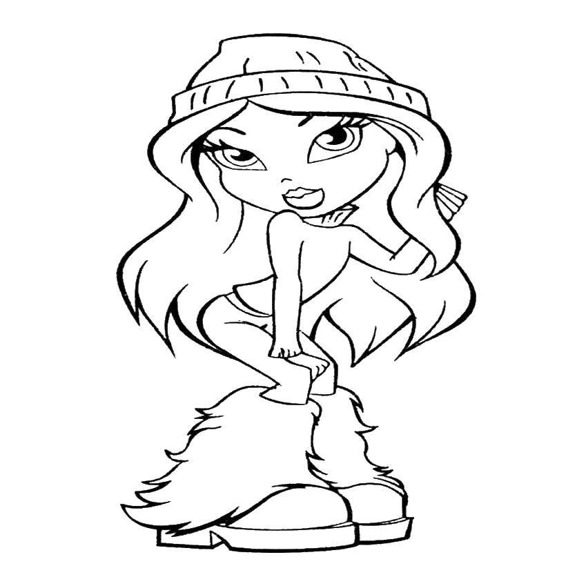 Название: Раскраска Кукла из bratz . Категория: братц. Теги: Кукла, Bratz .
