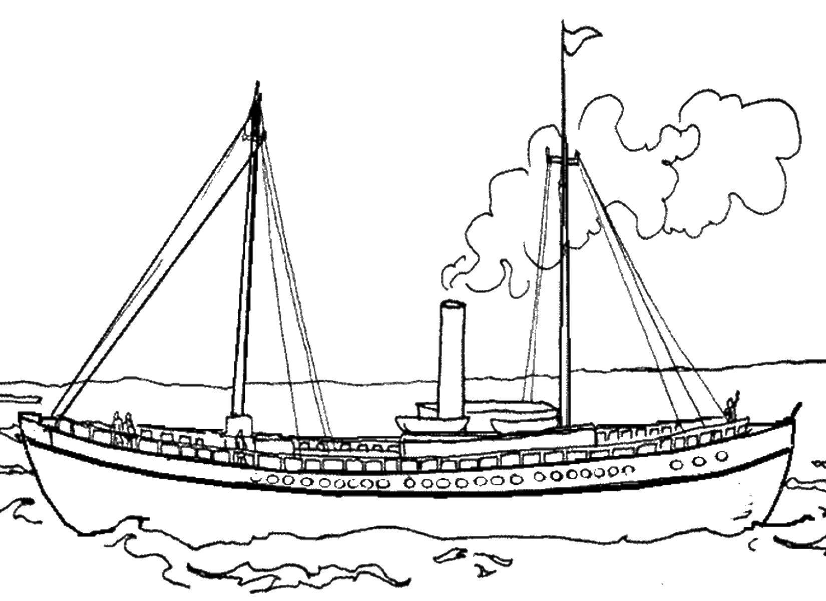 Раскраска Титаник Скачать ,Титаник, корабль,.  Распечатать 