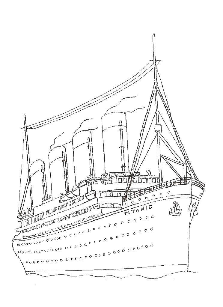 Раскраска Титаник Скачать ,Титаник, корабль,.  Распечатать 