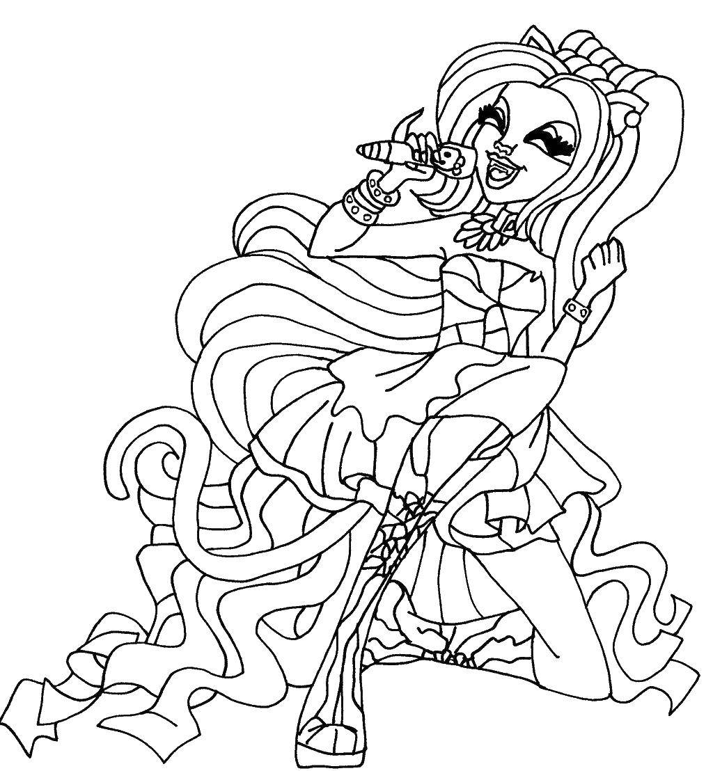 Раскраска Певица Скачать ,Монстер Хай,.  Распечатать 