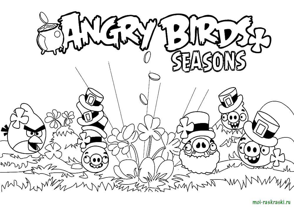 Раскраска Andry birds, игра, сезоны Скачать ,Angry Birds, персонаж из игры,.  Распечатать 