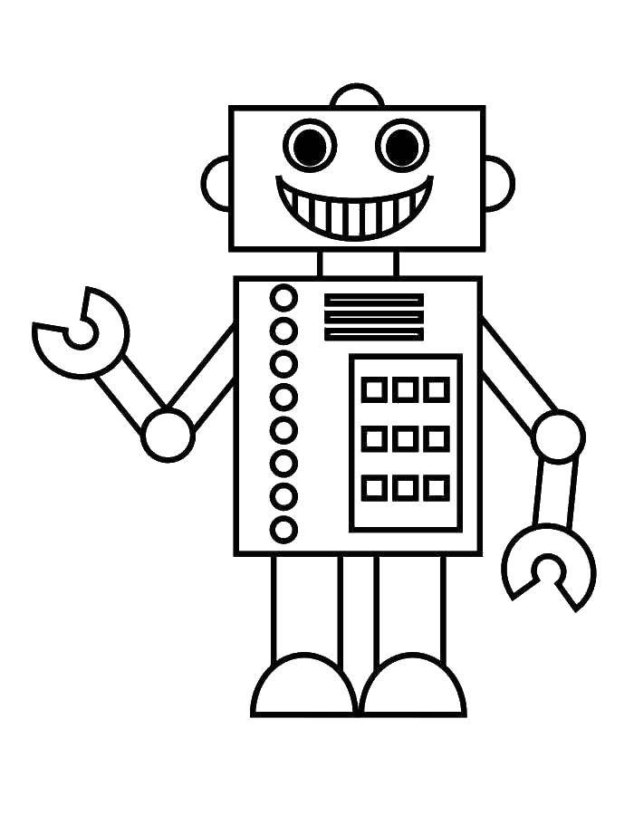 Название: Раскраска Дружелюбный робот. Категория: роботы. Теги: Робот.