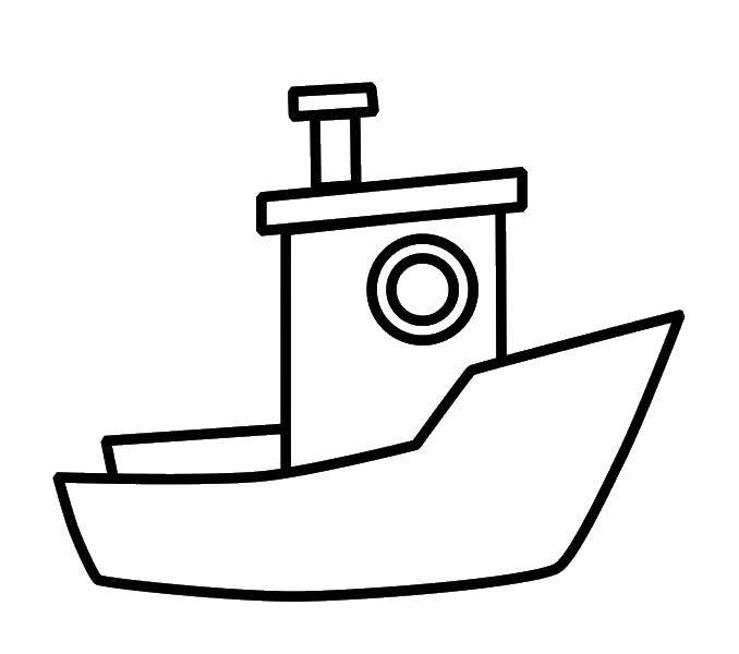 Раскраска Маленький корабль Скачать ,Корабль, вода,.  Распечатать 