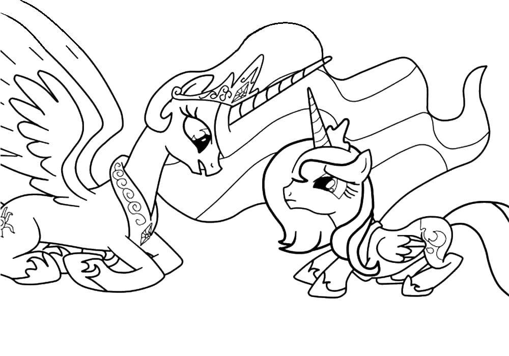 Раскраска Две пони Скачать ,Пони, My little pony ,.  Распечатать 