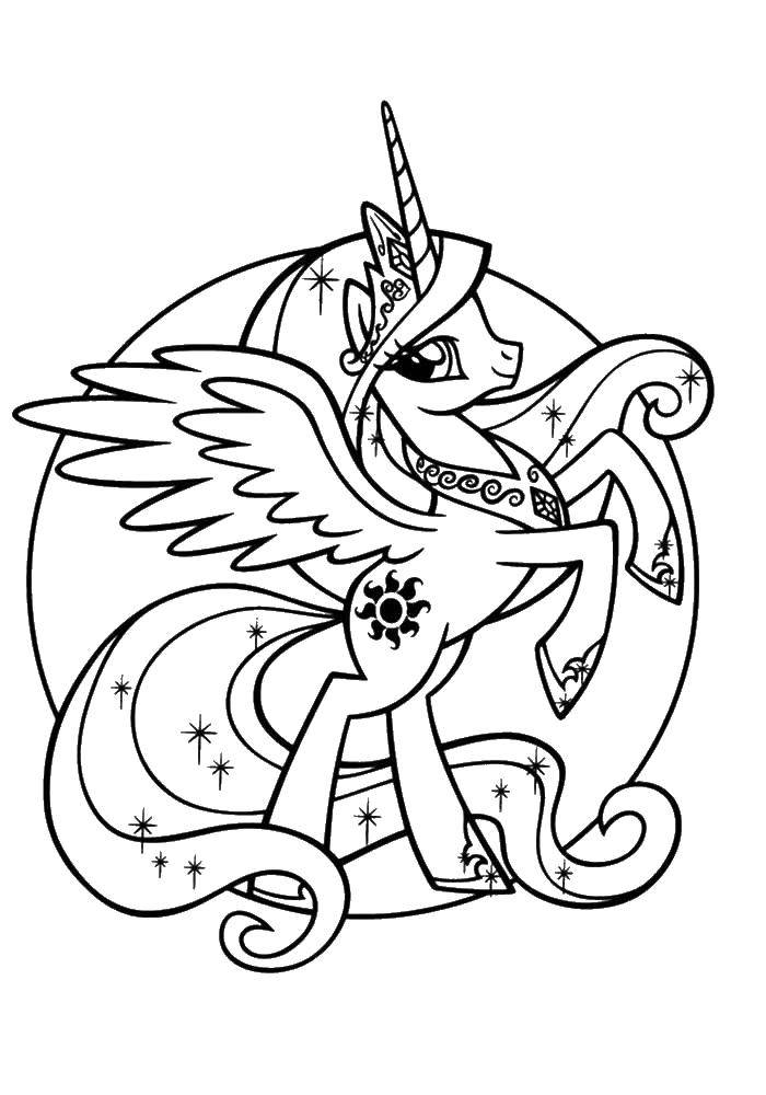 Раскраска Принцесса пони. Скачать ,Пони, My little pony ,.  Распечатать 