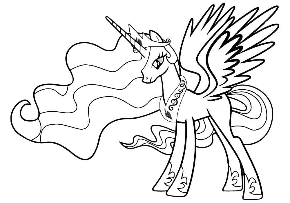Название: Раскраска Пони с длинной гривой.. Категория: Пони. Теги: Пони, My little pony .