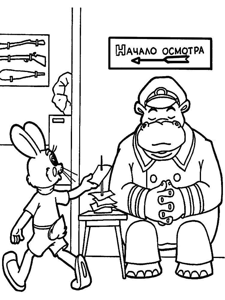Название: Раскраска Зайчик из ну, погоди! . Категория: ну погоди. Теги: Персонаж из мультфильма, Волк, Ну, Погоди! , заяц.