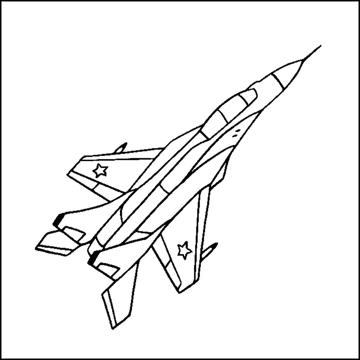 Раскраска Военный самолёт Скачать ,транспорт, военное, самолет,.  Распечатать 