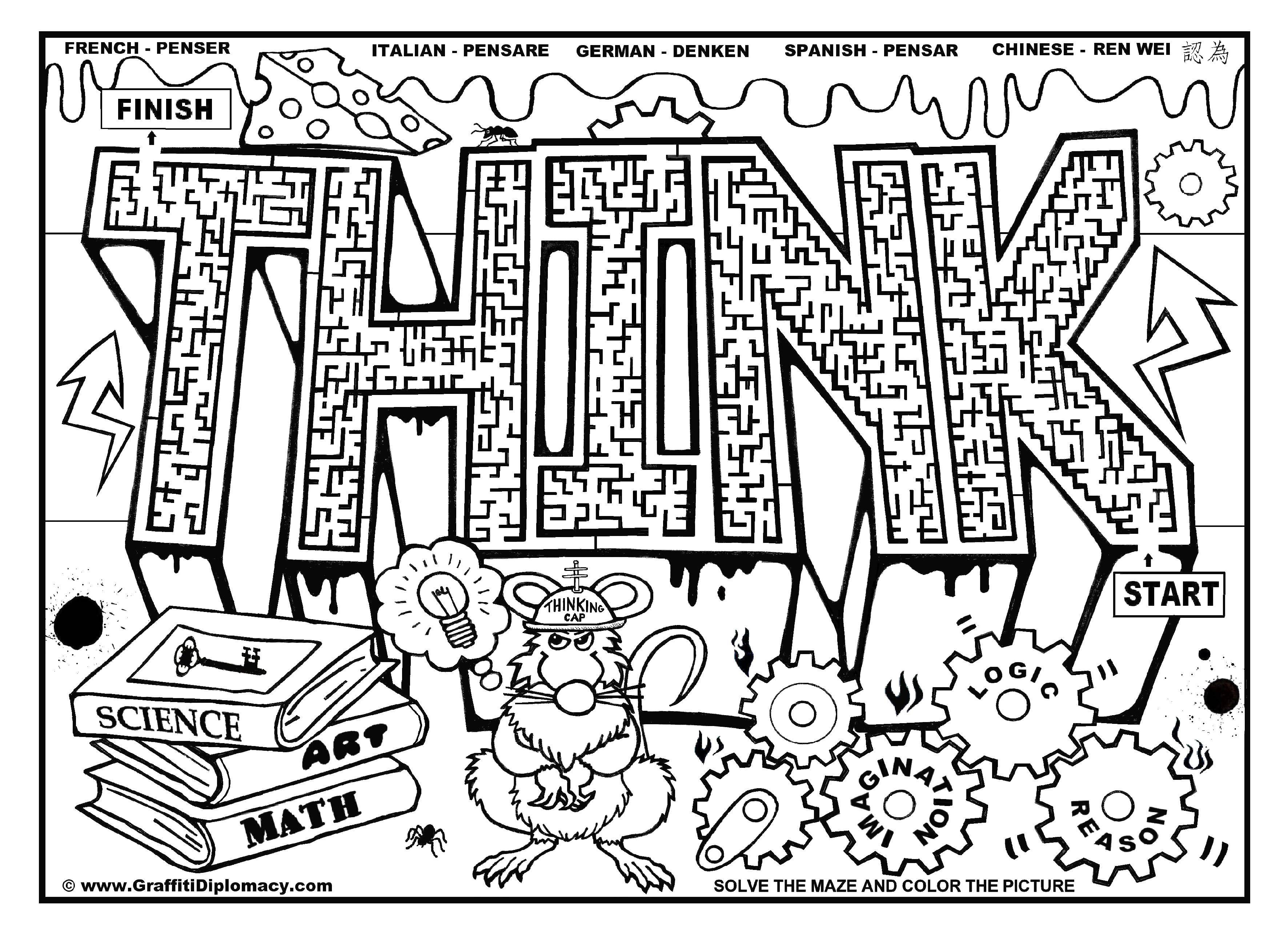 Раскраска Лабиринт Скачать ,лабиринт, think,.  Распечатать 