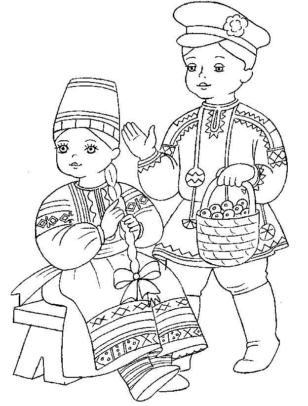 Название: Раскраска Русские костюмы. Категория: россия. Теги: Россия, народное.