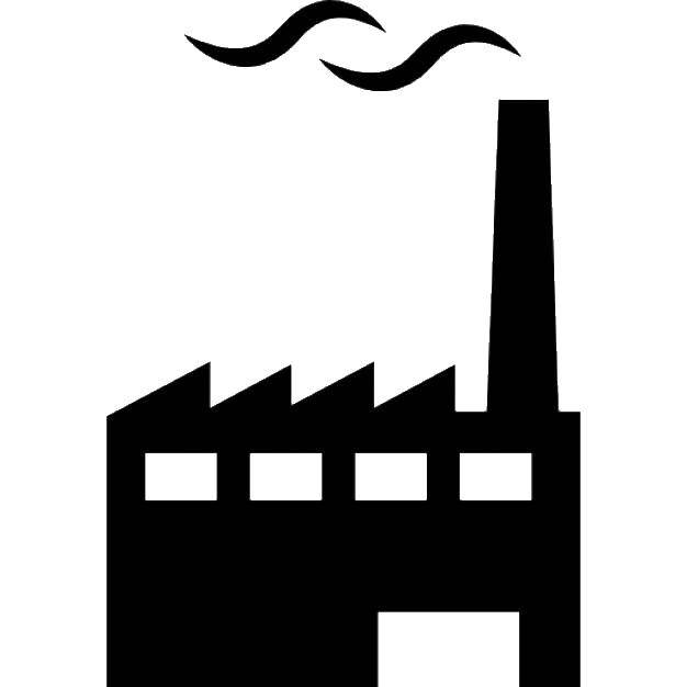 Название: Раскраска Завод. Категория: Контур дома. Теги: завод.