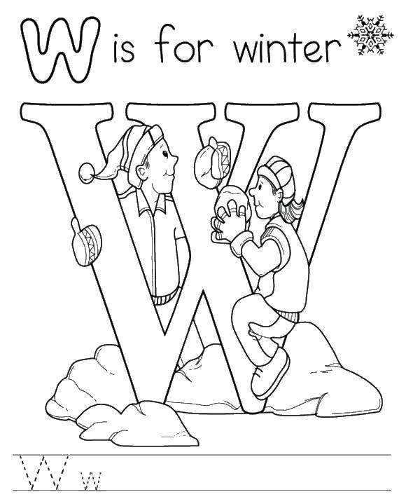 Раскраска Зима Скачать ,зима, w, winter,.  Распечатать 