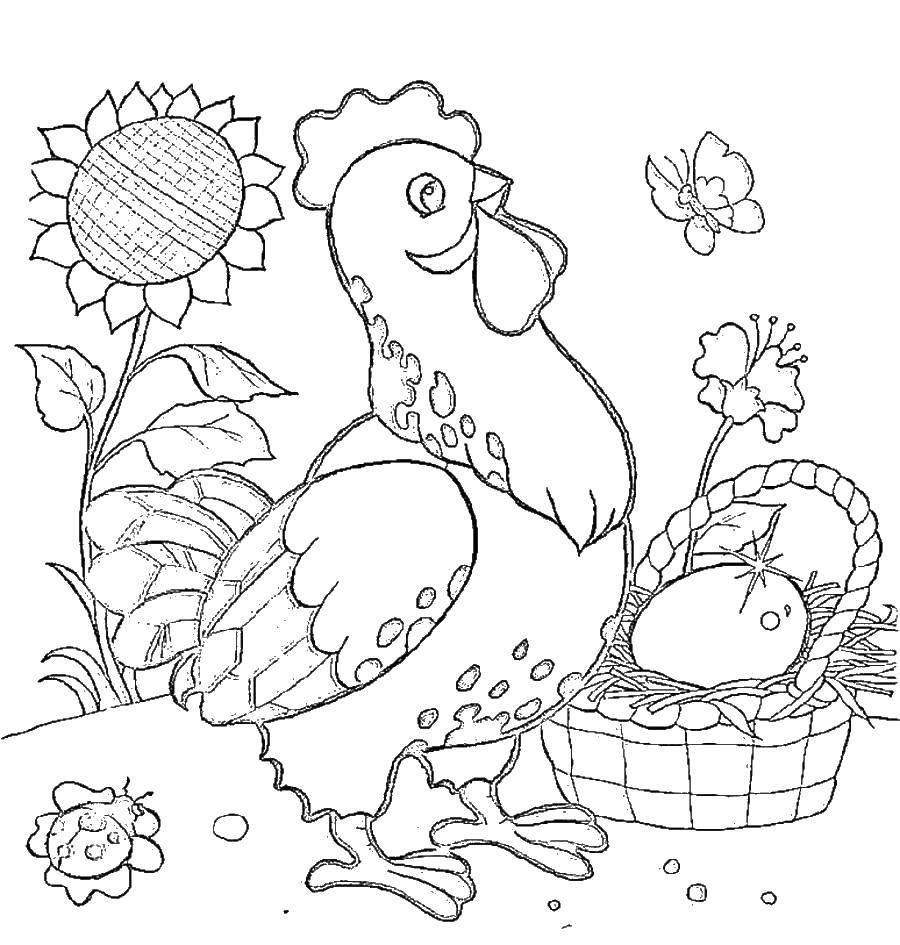 Название: Раскраска Курочка ряба. Категория: курочка ряба. Теги: сказка, курочка ряба.