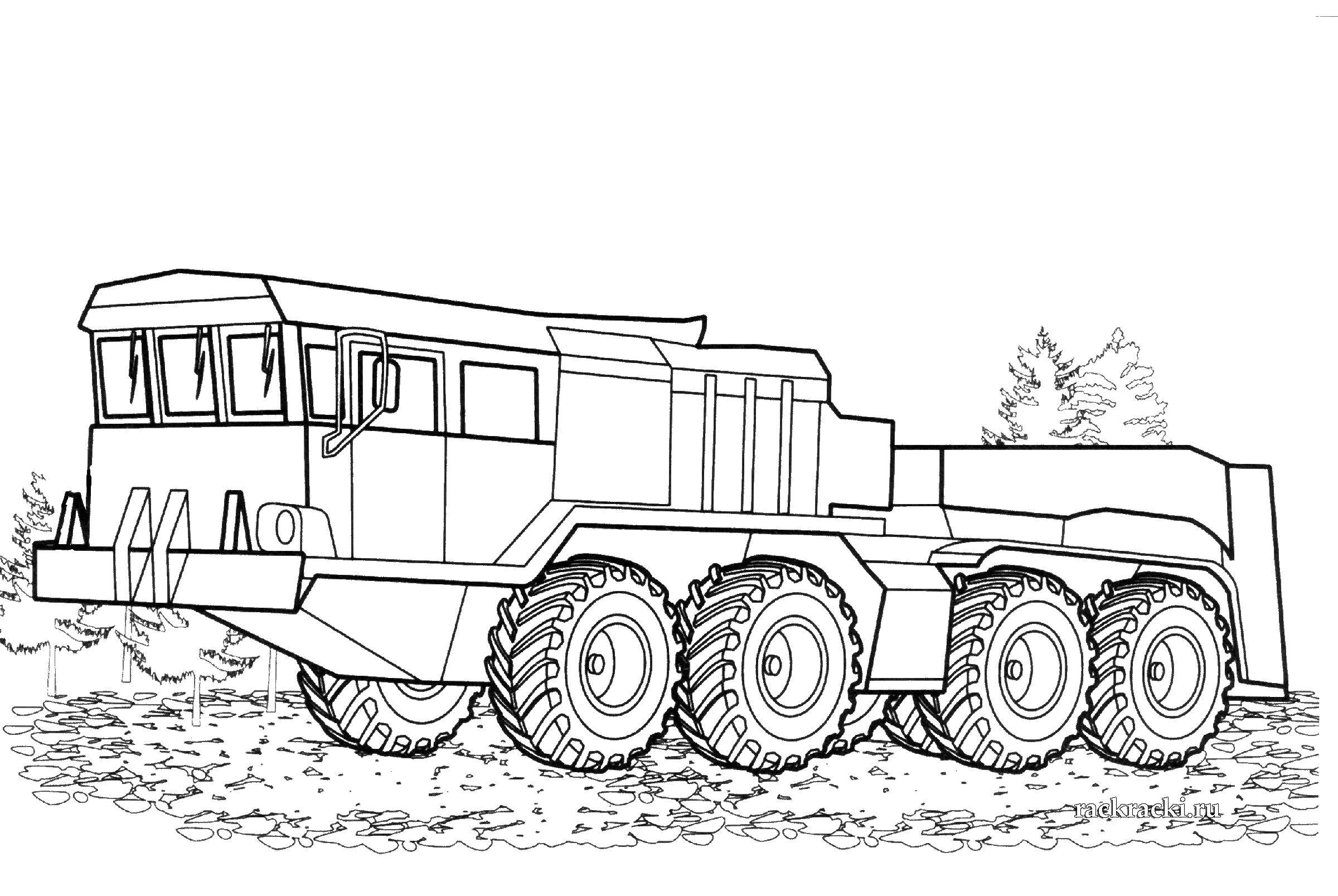 Раскраска Военный танковоз Скачать ,Военное, машины,.  Распечатать 