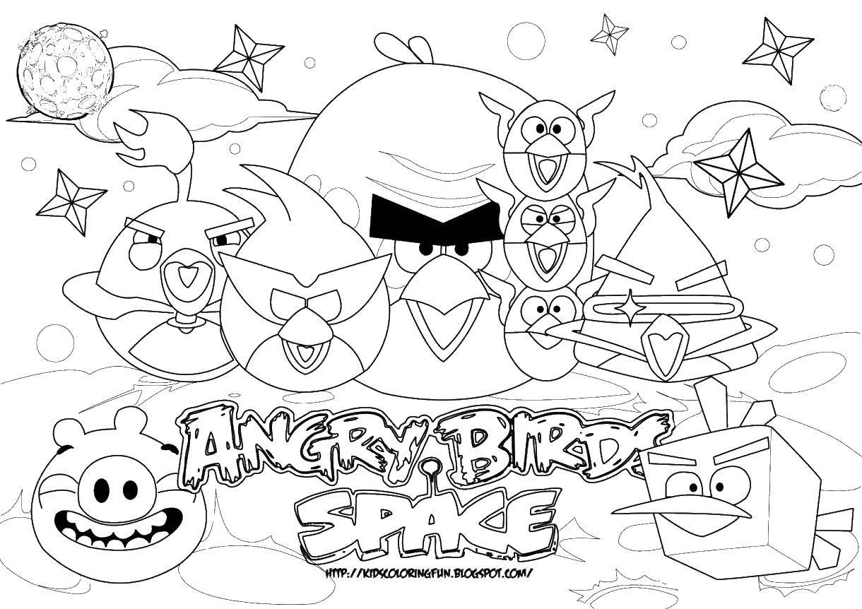Раскраска Angry birds игра Скачать ,angry birds, свинья, птица,.  Распечатать 