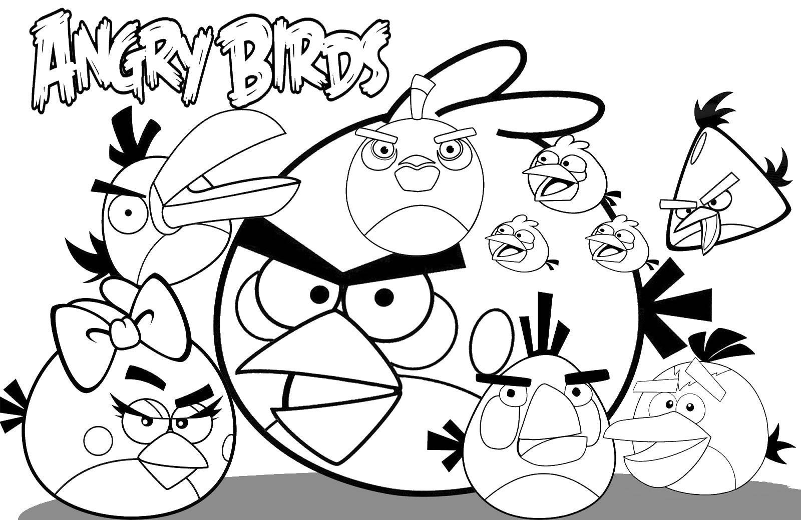 Раскраска Птички из angry birds Скачать ,angry birds, птица,.  Распечатать 