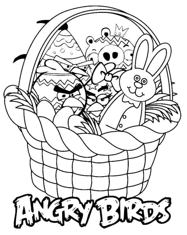 Название: Раскраска Angry birds в корзинке. Категория: angry birds. Теги: игры, angry birds.