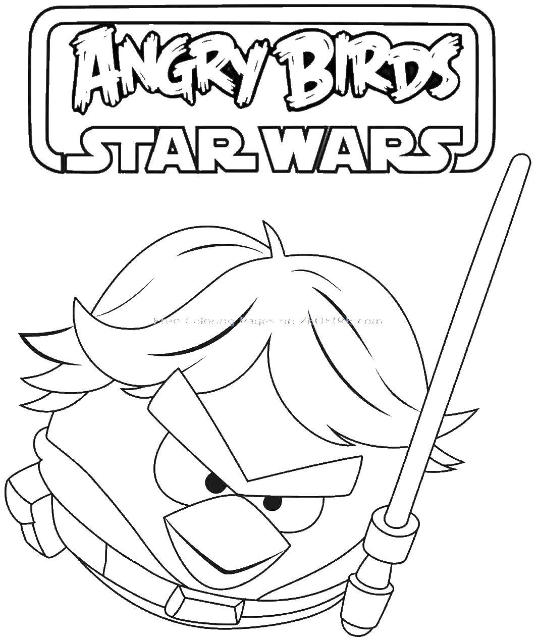 Название: Раскраска Птица с мечом. Категория: angry birds. Теги: angry birds, птица, меч.