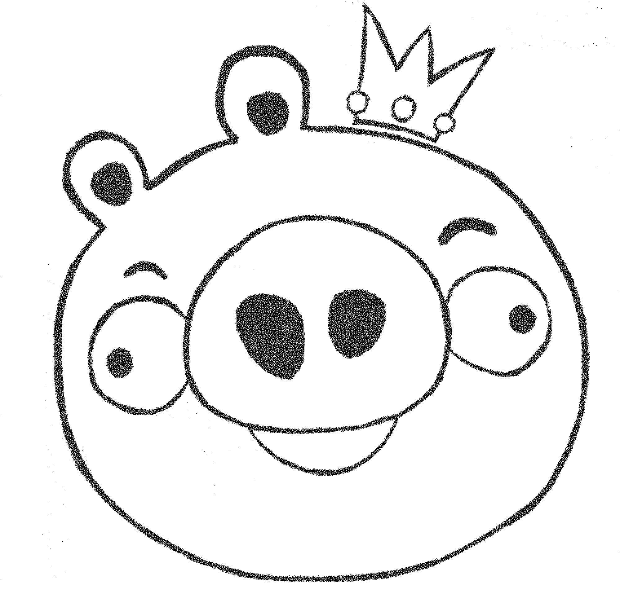 Название: Раскраска Свинья с короной. Категория: angry birds. Теги: angry birds, свинья, корона.
