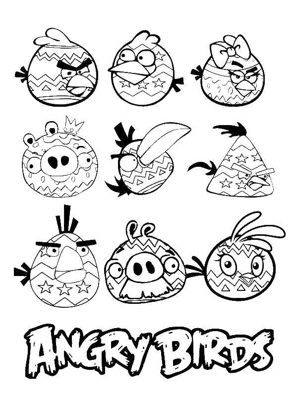 Раскраска Angry birds на пасху Скачать ,angry birds, пасха,.  Распечатать 