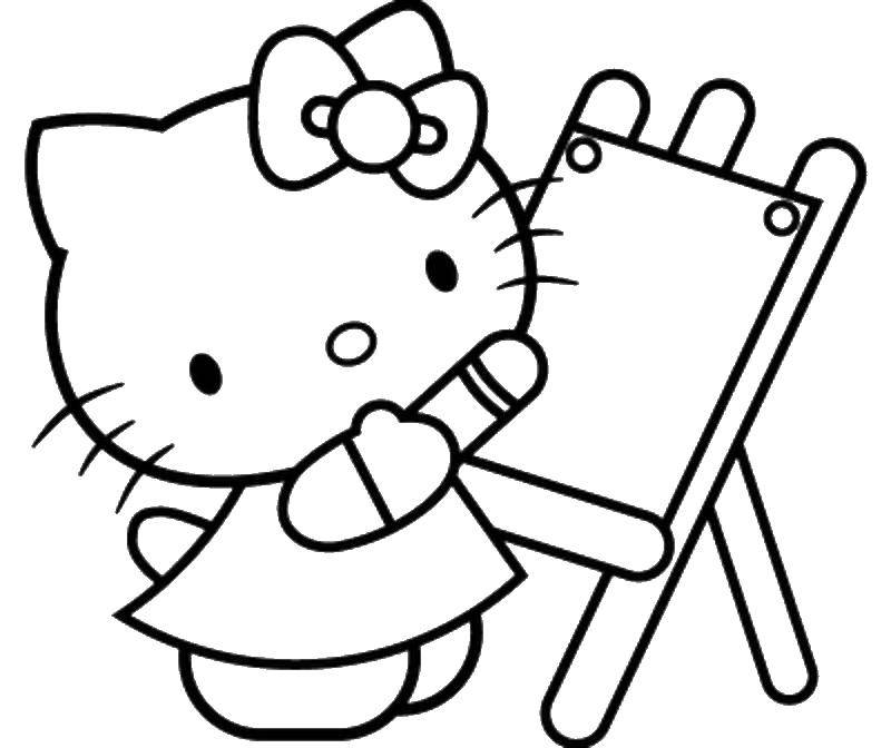 Название: Раскраска Китти художница. Категория: раскраски. Теги: Хэллоу Китти.