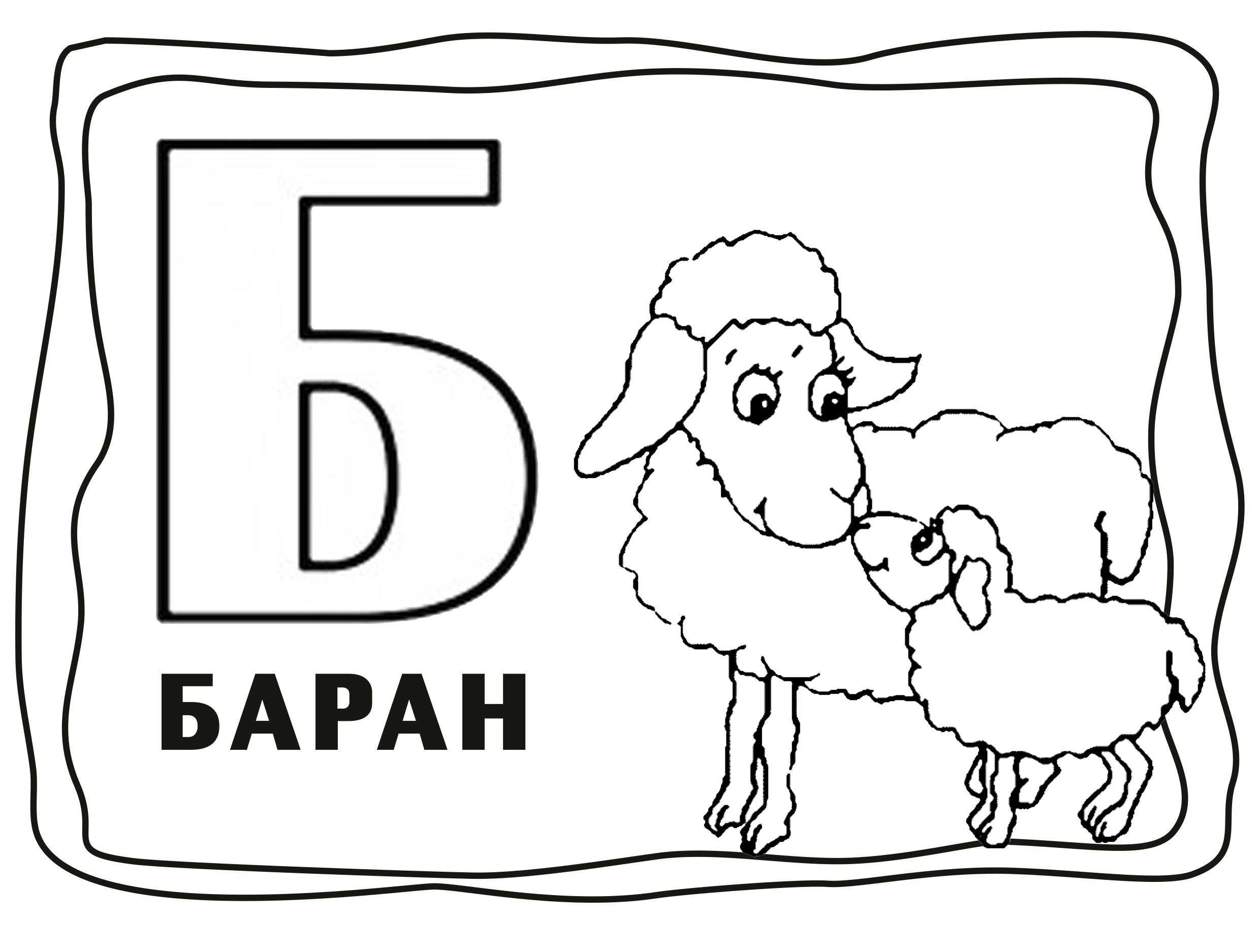 Название: Раскраска Бараны и буква б. Категория: домашние животные. Теги: баран.